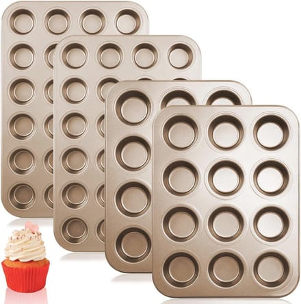 Muffinbakvorm Set 12 & 24 Cup - Goudkleurig Antiaanbaklaag voor Cupcakes
