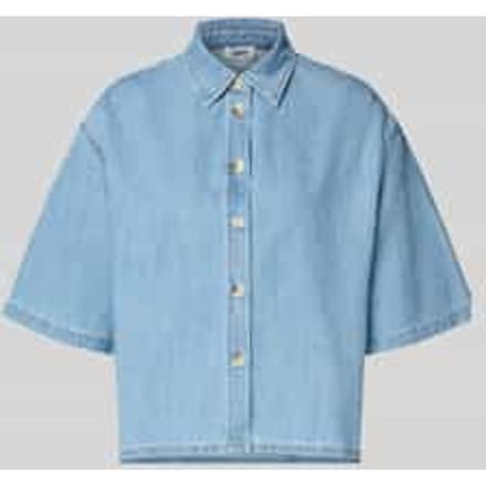relaxed fit jeansblouse van puur katoen