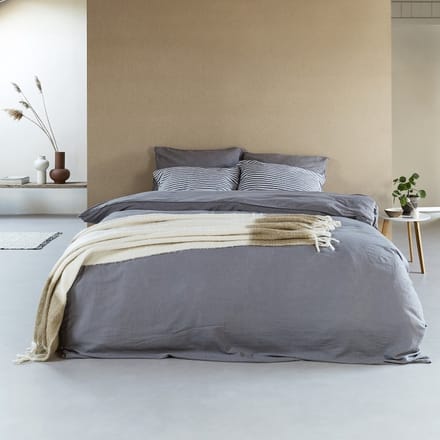 Dekbedovertrek - Linnen - Halflinnen - Donker Grijs - 1-persoons - 140 x 200/220 cm + 1 kussensloop - Dreamers Den