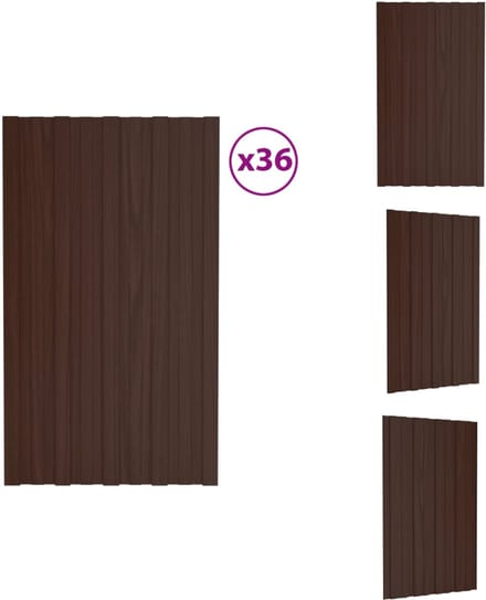 vidaXL - Dakpanelen - 36 - st - 80x45 - cm - gegalvaniseerd - staal - bruin