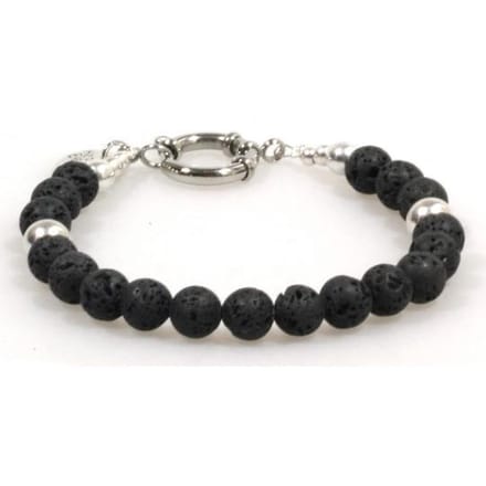 Heaven Eleven - Lava met Zilverkleurige kraal 8mm- 21cm