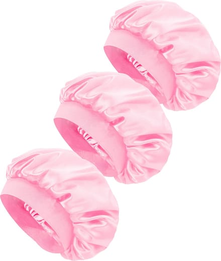 YUBBI 3 Stuks Bonnet Slaapmuts - Elastische Hoofdband - Nachtmuts - Haarverzorging - Roze