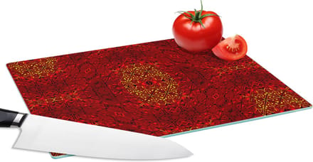 Glazen Snijplank - 28x20 - Patroon - Abstract - Rood - Snijplanken Glas