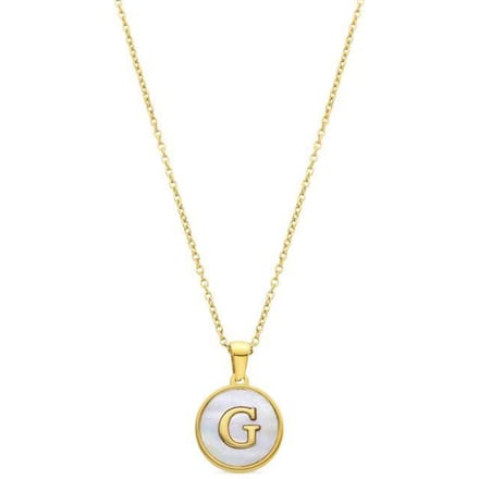Luxenter collier in wit parelmoer afgewerkt in 18K geel goud - Alfabet