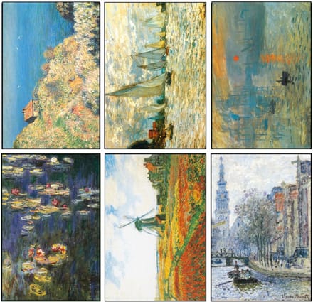 6 Luxe Kunst Wenskaarten - Claude Monet - Ansichtkaarten - 15 x 10,5cm - 6 kaarten in een mapje