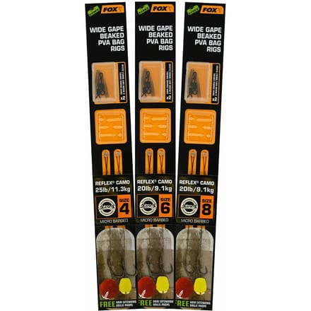 Voettekst Fox Edges Wide Gape Beaked PVA Ready Rigs - 20lb
