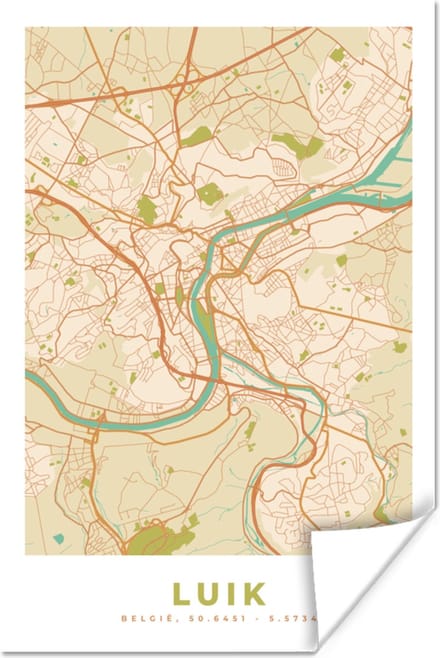 Poster Luik - Luik - Stadskaart - Kaart - Plattegrond - 60x90 cm