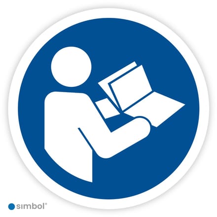 Simbol® - Stickers Gebruiksaanwijzing Gebruiken (M002) - Formaat ø 5 cm.