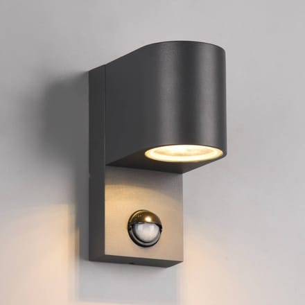 TRIO ROYA - Wandlamp - Antraciet - excl. 1x GU10 4,9W - Bewegingssensor - Buitenverlichting - IP44