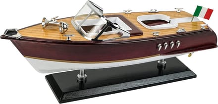 Houten Modelboot - Schaalreplica Boot - Decoratie Stuk - Luxe Houten Runabout - 38 cm Lengte - Houtkleur