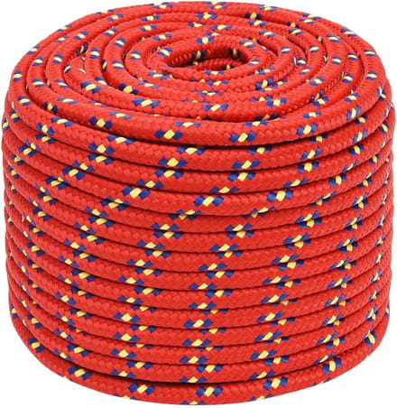 Boottouw - Lijntouw - Varen en aanleggen - Sterk polypropyleen - 100 meter - Rood