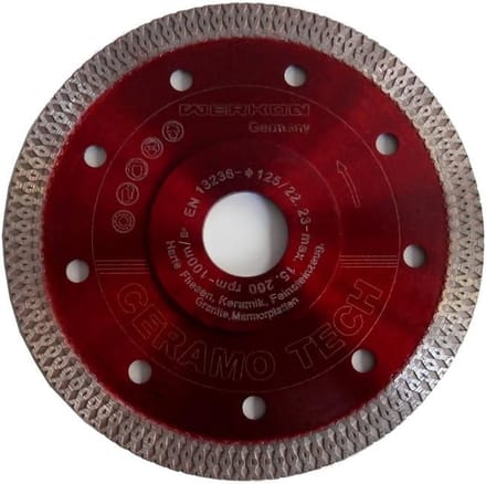 Diamantschijf 125 mm voor tegels en graniet – Fijnsteengoed, extra dun, 1,2 mm