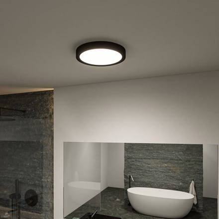 Selection Bathroom LED-plafondlamp Tega IP44 White Switch 1200lm 230V 22,5W Zwart mat