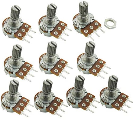 10 Stuks 10K Ohm Linear Potentiometer met Knurled Shaft en Top Adjustering