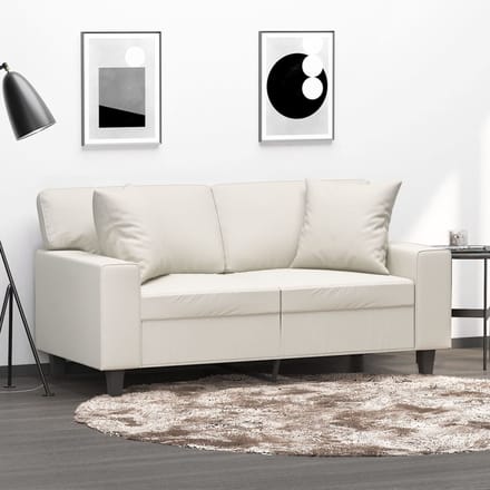 vidaXL - Sierkussens - 2 - st - 40x40 - cm - kunstleer - crèmekleurig