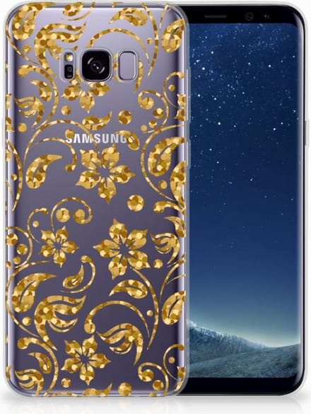 Back Cover voor Samsung Galaxy S8 Plus TPU Case Gouden Bloemen