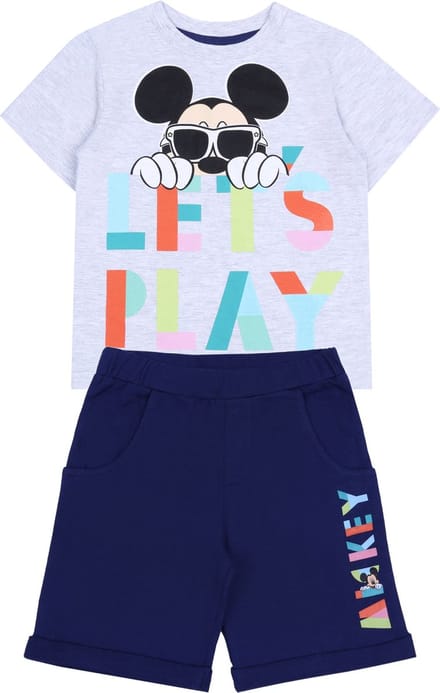 Grijs en marineblauw jongens t-shirt+short set Mickey Mouse Disney
