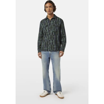 Scotch & Soda Relaxed Fit Patchwork Shirt Navy Check Größe: M | Casual hemden Outlet | Herren | Blau