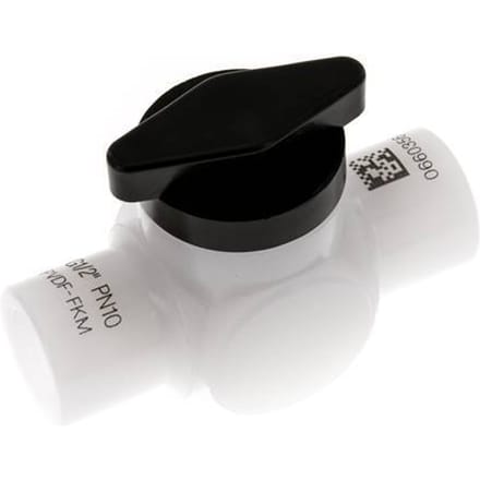 PVDF 2-Weg Kogelkraan G 1/2'' FKM Vacuüm