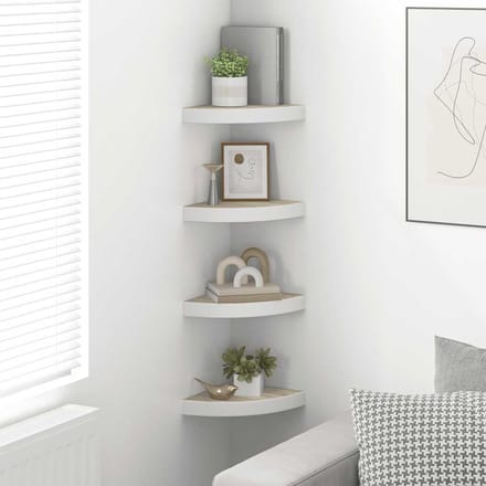 vidaXL - Hoekwandschappen - 4 - st - 25x25x3,8 - cm - MDF - eikenkleurig - en - wit