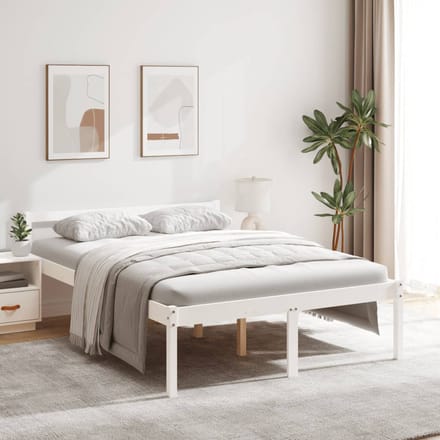 vidaXL - Seniorenbed - massief - grenenhout - wit - 120x190 - cm