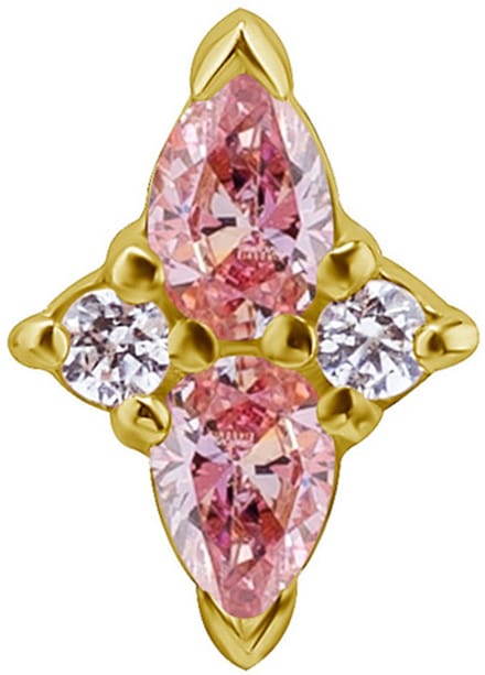 Crazy Needles - Decoratieve Moer - 18K Goud - Roze en Witte Zirconia