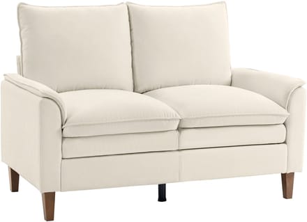 HOMCOM Loveseat-Chenille (100 % polyester)-146L x 84B x 95H cm-Crème wit