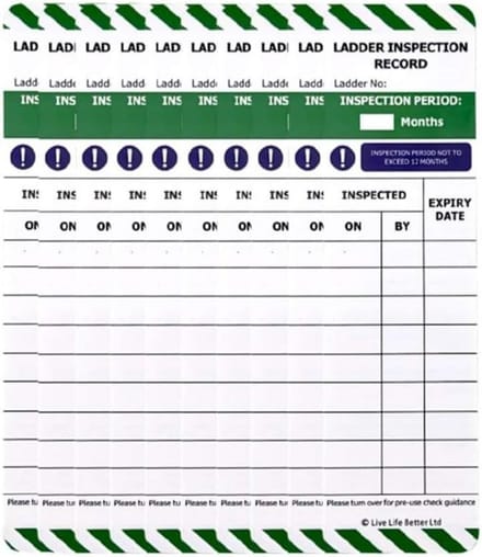Inspectielabels voor Ladders - Set van 10 Waterdichte Inserts voor Veiligheidscontrole