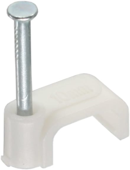 Kabelklemmen met spijker voor platte kabels tot 8 x 5 mm - 100 stuks / wit