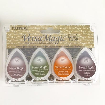 VersaMagic Dew Drop Harvest - set 4 dewdrops inktkussens - jumbo java, hint of pesto, pumpkin spice - eggplant