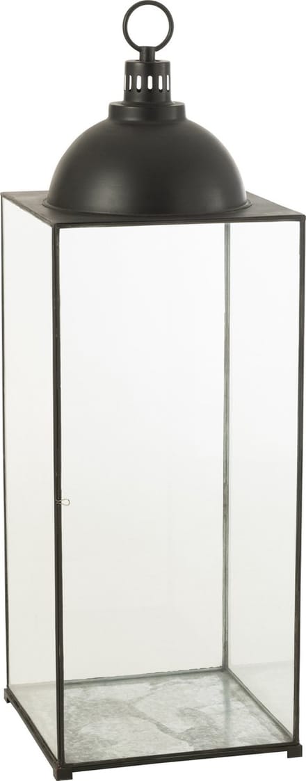 J-Line lantaarn Hagrid - glas/ijzer - zwart - large