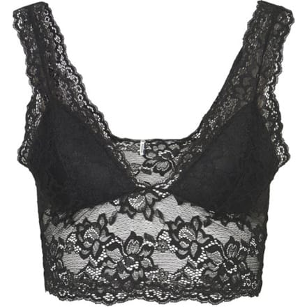 Pieces Dames Bralette Bra Top Kant Microfiber Zwart - XL