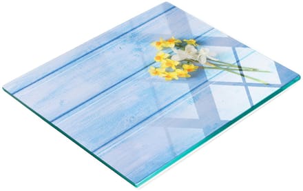 Decoratieve serveerplank van glas met narcissenmotief, 60x52 cm