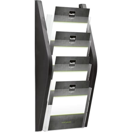 FOLDERHOUDER HELIT WAND 4 X A4 ZWART
