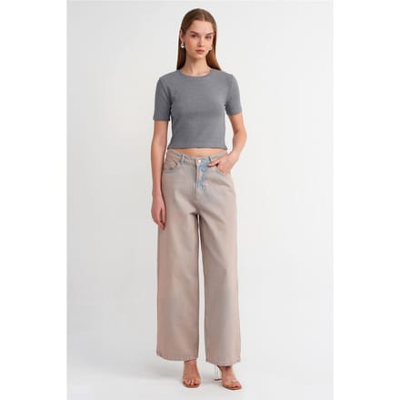 Hoge Taille Wijde Pijpen Katoenen Denim Jeans