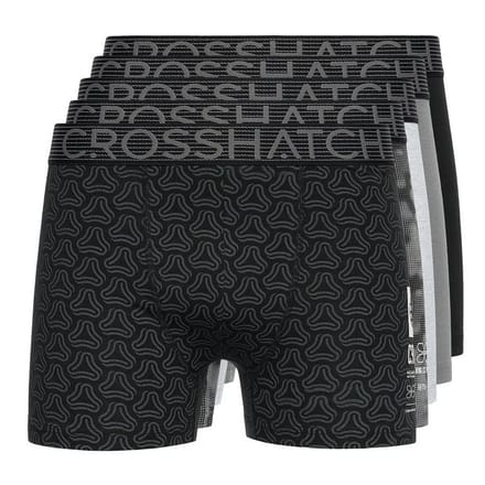 Crosshatch Heren Buzzard Boxershorts (Set van 5) (Grijze mergel/zwart)