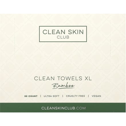 Clean Skin Club, Schone Handdoek XL, wegwerp, bamboe, 50 vellen white