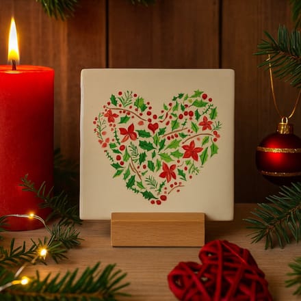 Kersthart - Keramische decoratie tegel - Kerst