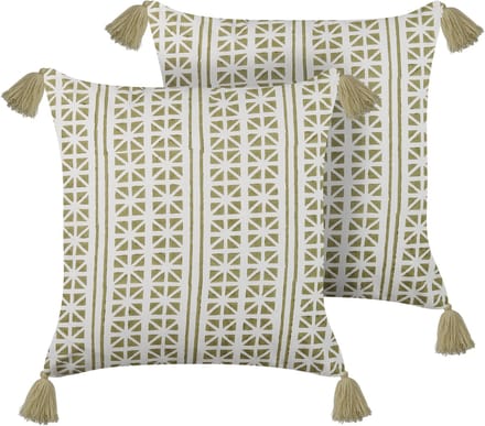SYRINGA - Sierkussen set van 2 - Lichtgroen - 45 x 45 cm - Katoen