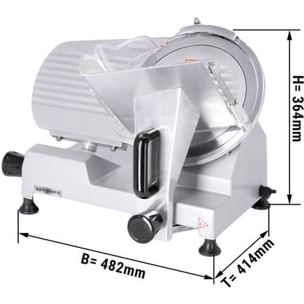 GGM Gastro Vleessnijmachine Professioneel - schuin model - 150W - Mes Ø250mm zilver