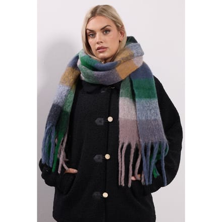 Yours Tealgroene Geruite Zachte Sjaalsize One Size