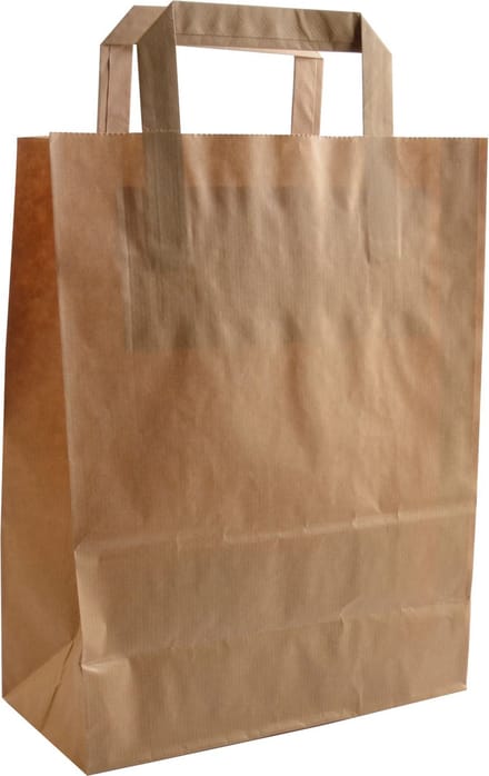 Vaessen Creative Papieren Tas - Kraft bruin - Platte Handgreep - 26x17x25cm - 50 stuks