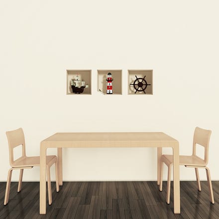 Sticker met 3D-effect, nautische decoratie, 30 x 90 cm
