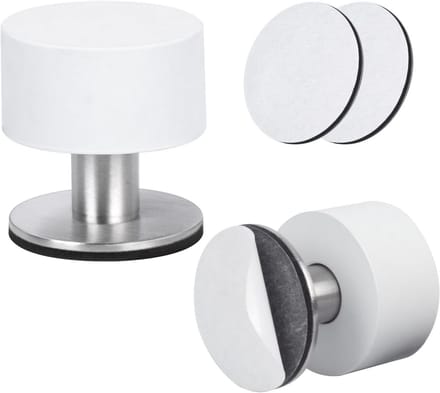 Set van 2 Deurstopper voor Vloer en Muur met Rubbers - Wandbescherming Zwart