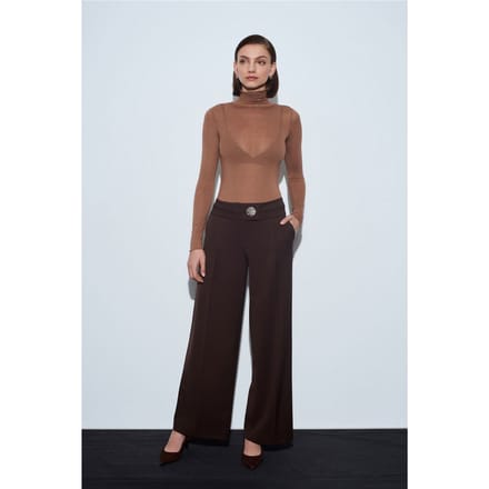 Hoge Taille Wijde Pijpen Crepe Broek
