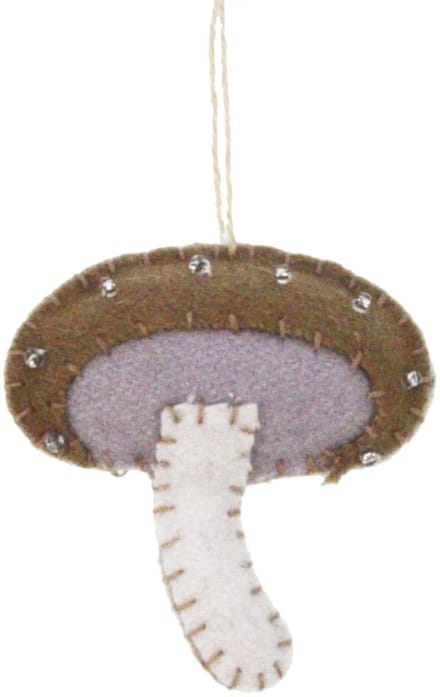 Paddestoel bruin rond met witte stippen, vilt 5cm
