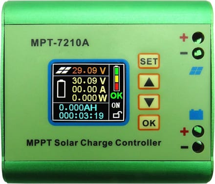Zonne Laadregelaar - MPPT Controller - Energie Beheer - LCD Display Instelbaar - 14.6 x 11.4 x 6.9 cm