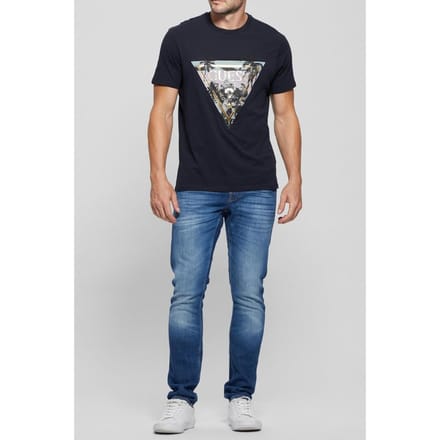 GUESS Ss Bsc  Embosse Smart Blue Taglia: S | Magliette basic Outlet | Uomo | Blu