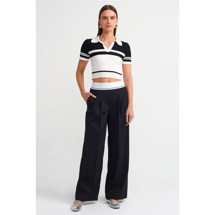 Hoge taille wijde broek van crêpe