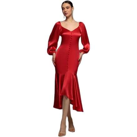 Asymmetrische satijnen jurk dames Goddiva Viscose